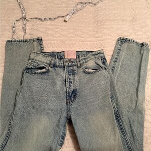 REVICE Women’s Sz 28 Straight Leg Distressed Denim Button-fly  streetwear jeans